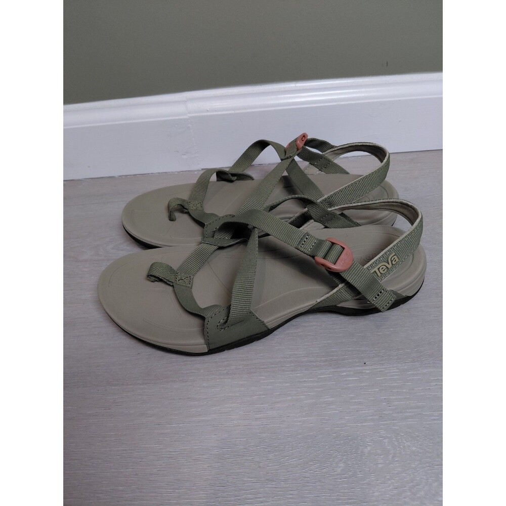 Teva Ascona Cross Strap Flat Sandal Sage Green Women's Size 8